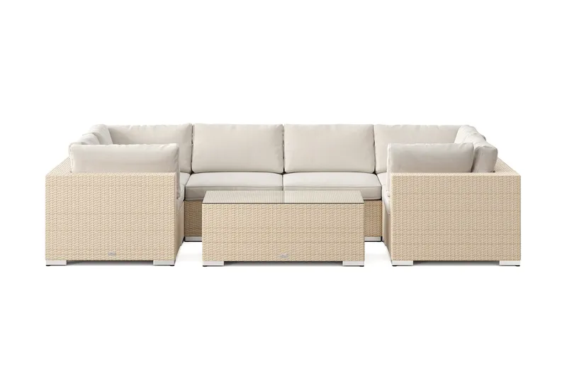 Bahamas U-formet utendørs loungegruppe med lukket avslutning, 6-seters med bord - Beige - Hage - Utemiljø - Veranda & terrasse - Verandamøbler