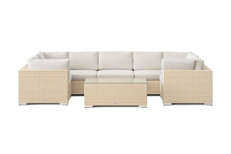 Bahamas U-formet utendørs loungegruppe med lukket avslutning, 7-seters med bord - Beige - Hage - Utemiljø - Veranda & terrasse - Verandamøbler