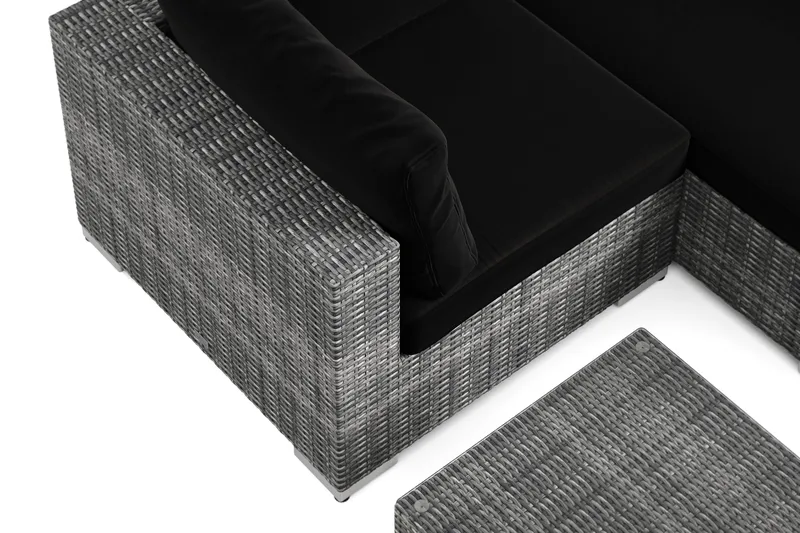 Bahamas U-formet utendørs loungegruppe med lukket avslutning, 7-seters med bord - Grå - Hage - Utemiljø - Veranda & terrasse - Verandamøbler