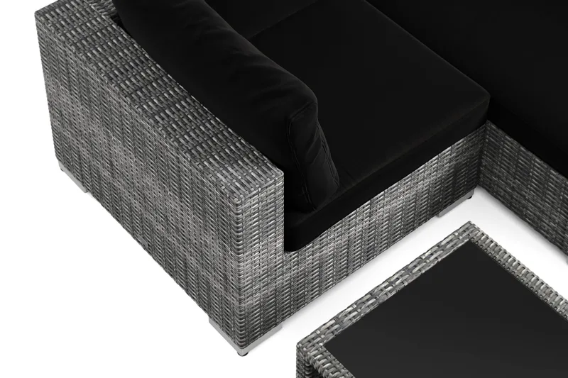 Bahamas U-formet utendørs loungegruppe med lukket avslutning, 7-seters med bord og hylle - Grå - Hage - Utemiljø - Veranda & terrasse - Verandamøbler