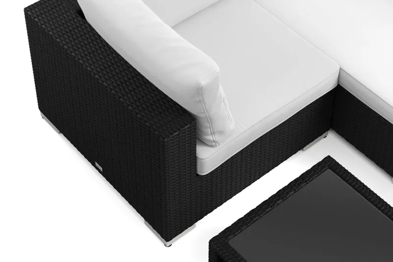 Bahamas U-formet utendørs loungegruppe med lukket avslutning, 7-seters med bord og hylle - Svart - Hage - Utemiljø - Veranda & terrasse - Verandamøbler
