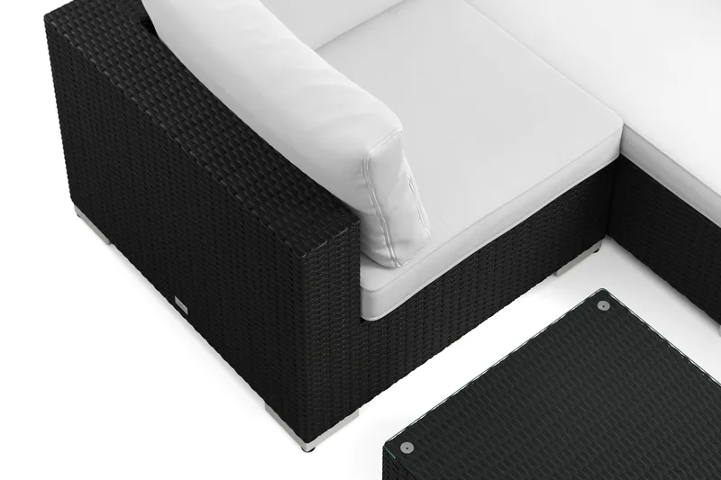 Bahamas U-formet utendørs loungegruppe med lukket avslutning, 7-seters med bord - Svart - Hage - Utemiljø - Veranda & terrasse - Verandamøbler