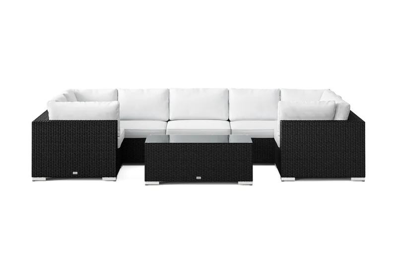 Bahamas U-formet utendørs loungegruppe med lukket avslutning, 7-seters med bord - Svart - Hage - Utemiljø - Veranda & terrasse - Verandamøbler