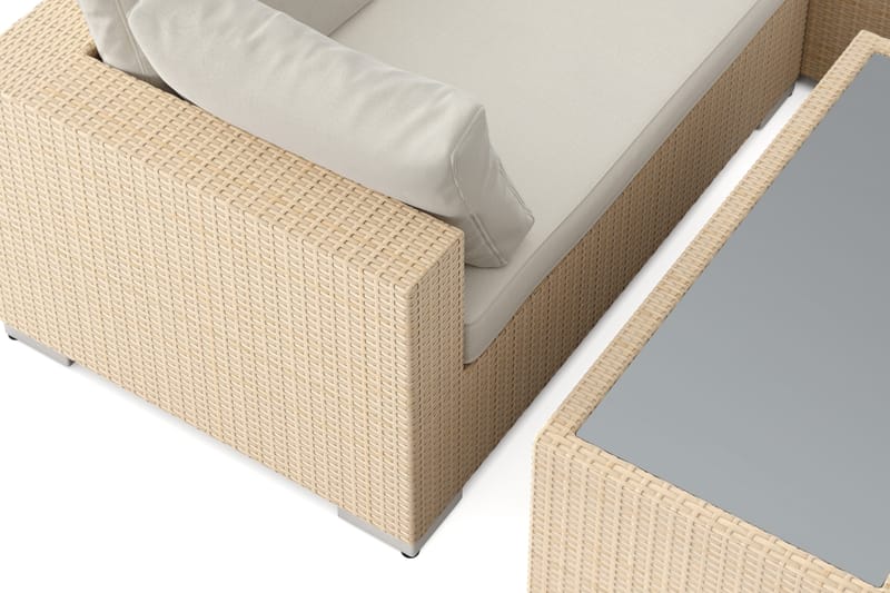 Bahamas U-formet utendørs loungegruppe med lukket avslutning, 8-seters med bord og hylle - Beige - Hage - Utemiljø - Veranda & terrasse - Verandamøbler