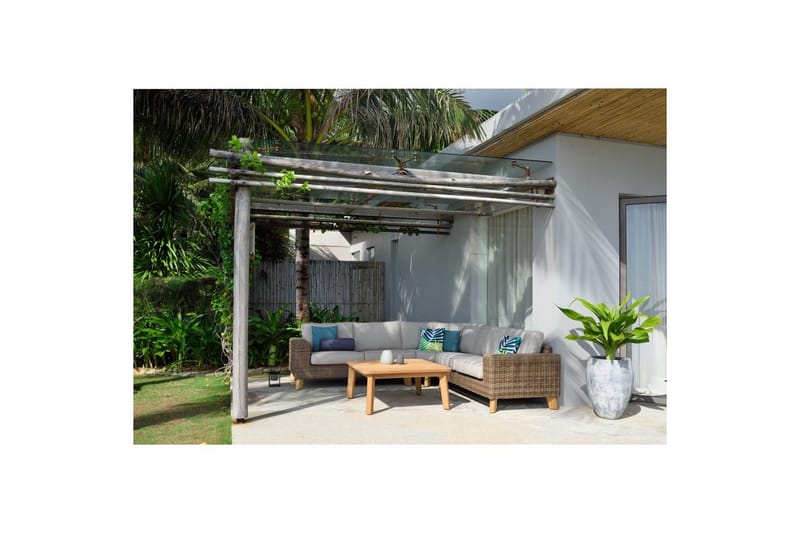 Bahamas Utemøbelgruppe 2-seter venstre & høyre & hjørnestol & sofabord 100 cm - Mørk Grå - Hage - Utemiljø - Veranda & terrasse - Verandamøbler