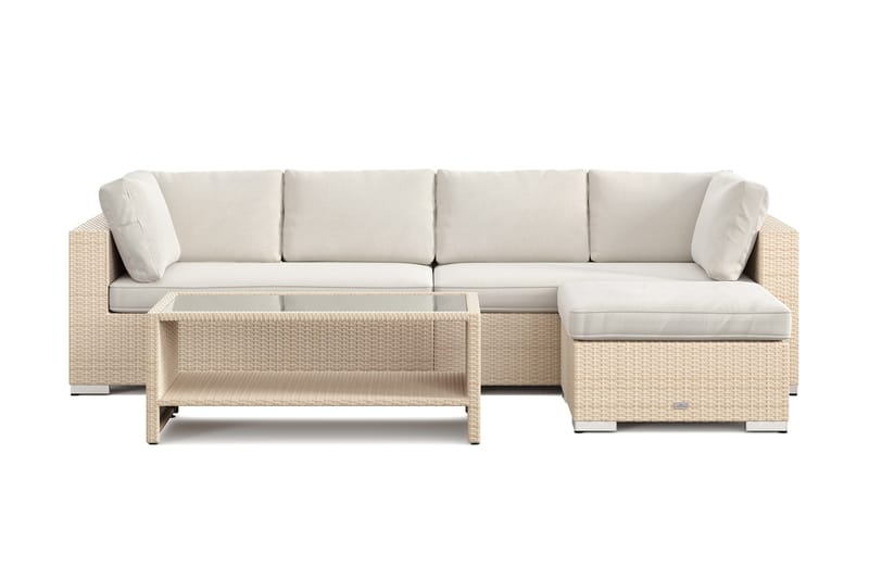 Bahamas utendørs divansofa 5-seters med vendbar divan og bord med hylle - Beige - Hage - Utemiljø - Veranda & terrasse - Verandamøbler