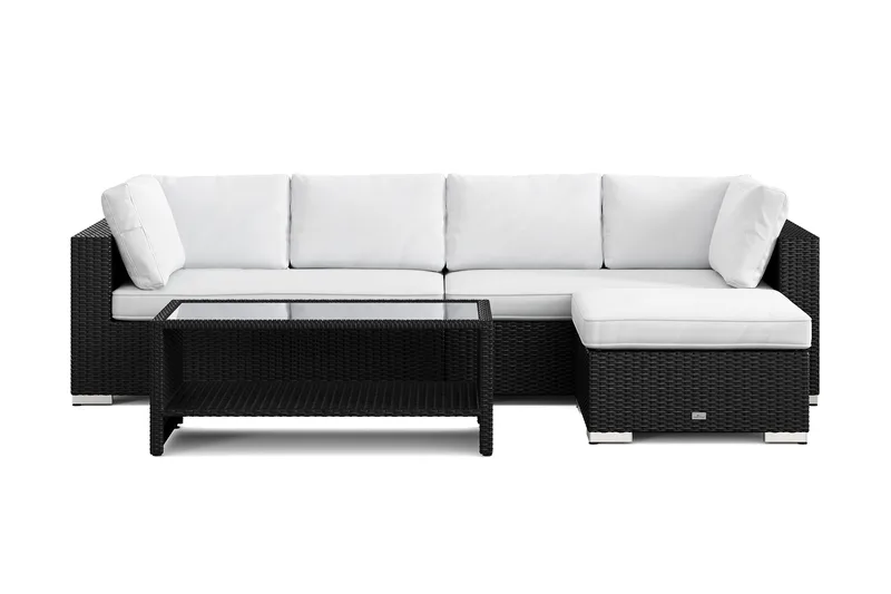 Bahamas utendørs divansofa 5-seters med vendbar divan og bord med hylle - Svart - Hage - Utemiljø - Veranda & terrasse - Verandamøbler