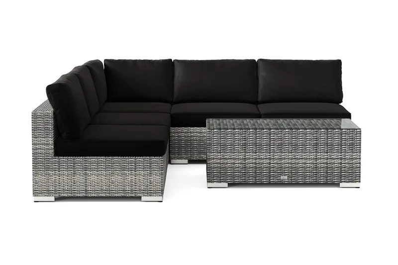 Bahamas utendørs hjørnesofa 5-seters vendbar med åpen avslutning og bord - Grå - Hage - Utemiljø - Veranda & terrasse - Verandamøbler