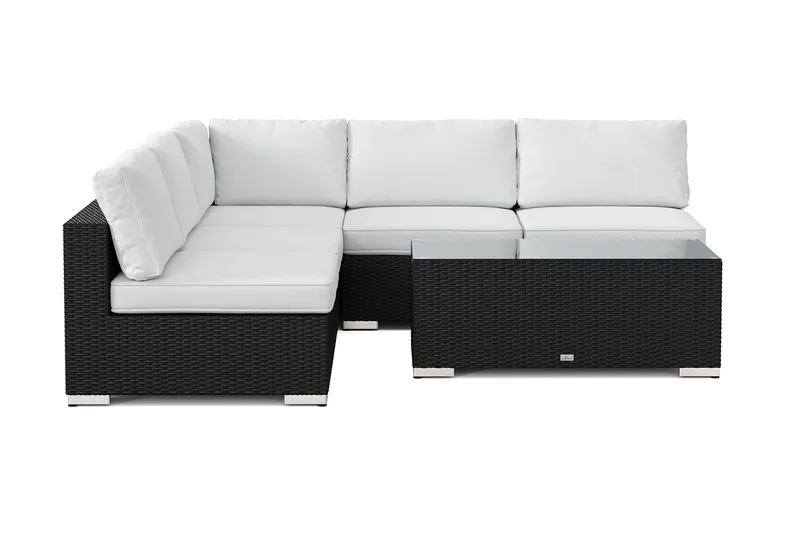 Bahamas utendørs hjørnesofa 5-seters vendbar med åpen avslutning og bord - Svart - Hage - Utemiljø - Veranda & terrasse - Verandamøbler