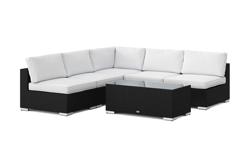 Bahamas utendørs hjørnesofa 5-seters vendbar med åpen avslutning og bord - Svart - Hage - Utemiljø - Veranda & terrasse - Verandamøbler