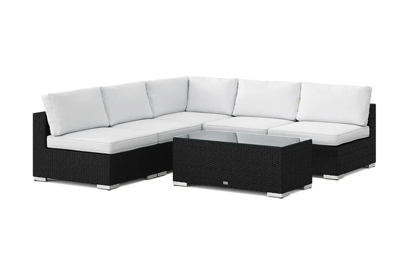 Bahamas utendørs hjørnesofa 5-seters vendbar med åpen avslutning og bord, Svart