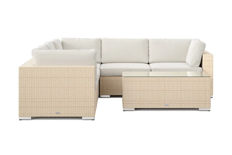 Bahamas utendørs hjørnesofa 5-seters vendbar med bord - Beige - Hage - Utemiljø - Veranda & terrasse - Verandamøbler