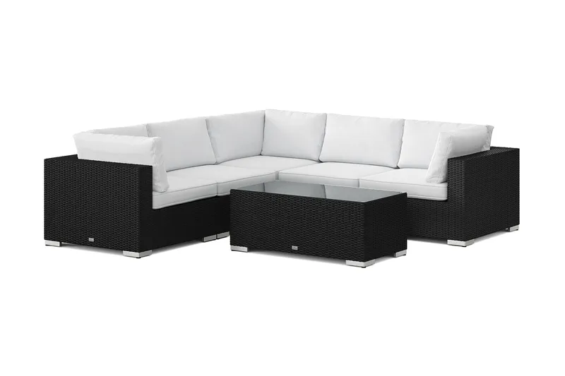 Bahamas utendørs hjørnesofa 5-seters vendbar med bord - Svart - Hage - Utemiljø - Veranda & terrasse - Verandamøbler