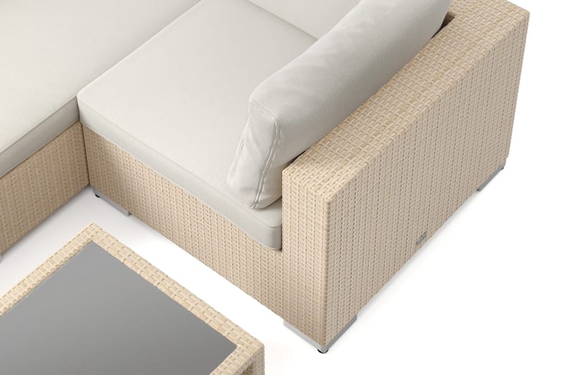 Bahamas utendørs hjørnesofa 5-seters vendbar og bord med hylle - Beige - Hage - Utemiljø - Veranda & terrasse - Verandamøbler