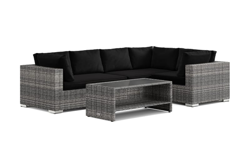 Bahamas utendørs hjørnesofa 5-seters vendbar og bord med hylle - Grå - Hage - Utemiljø - Veranda & terrasse - Verandamøbler