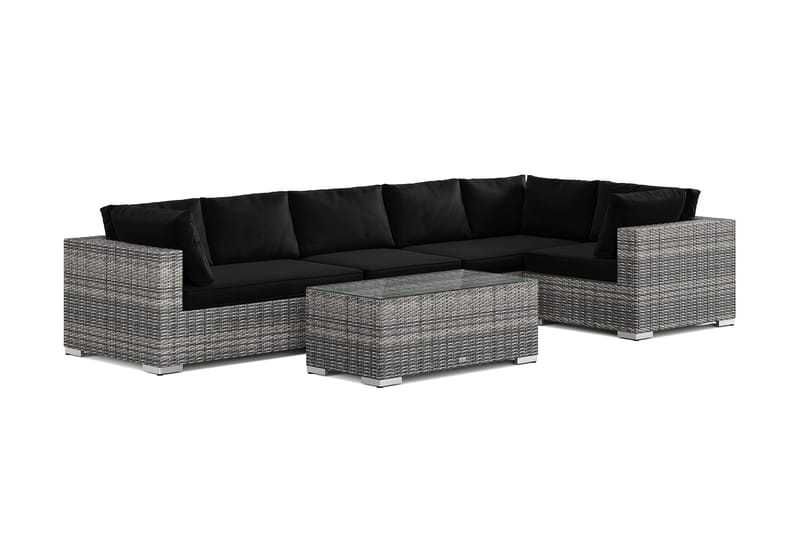 Bahamas utendørs hjørnesofa 6-seters vendbar med bord - Grå - Hage - Utemiljø - Veranda & terrasse - Verandamøbler