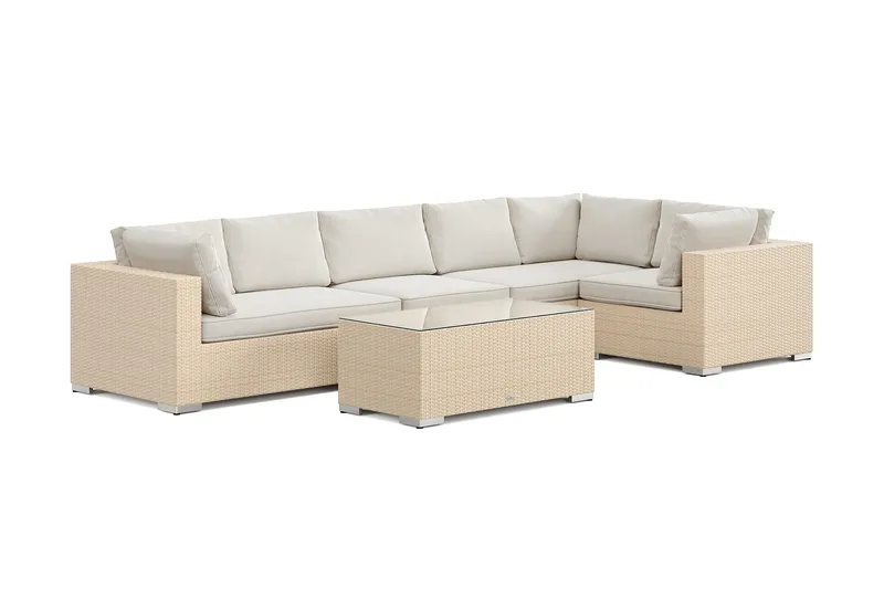 Bahamas utendørs hjørnesofa 6-seters vendbar med bord - Sand - Hage - Utemiljø - Veranda & terrasse - Verandamøbler