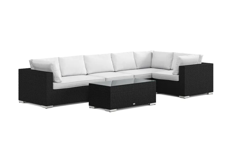 Bahamas utendørs hjørnesofa 6-seters vendbar med bord, Svart