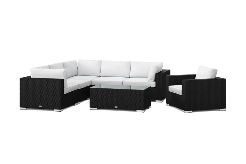 Bahamas utendørs hjørnesofa 6-seters vendbar med lenestol og bord - Svart - Hage - Utemiljø - Veranda & terrasse - Verandamøbler
