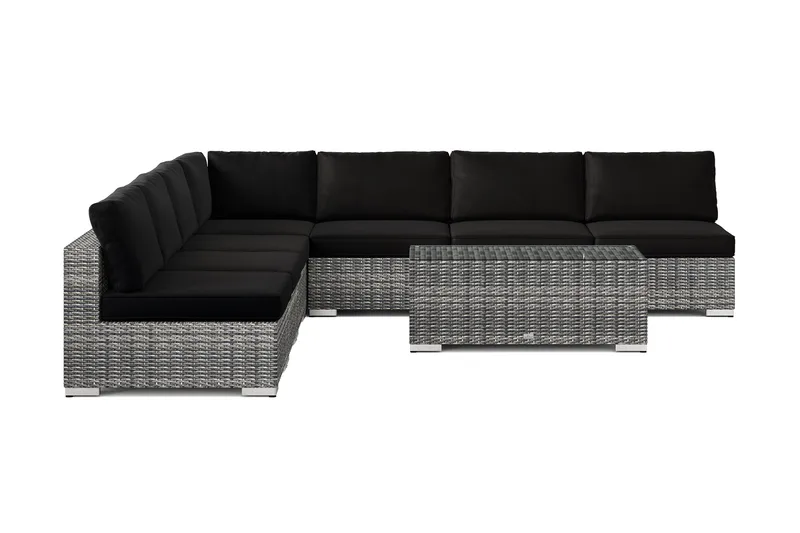 Bahamas utendørs hjørnesofa 7-seters vendbar med åpen avslutning og bord - Grå - Hage - Utemiljø - Veranda & terrasse - Verandamøbler