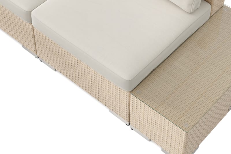 Bahamas utendørs hjørnesofa 7-seters vendbar med åpen avslutning og bord med hylle - Beige - Hagemøbler - Loungemøbler - Sofagruppe utendørs