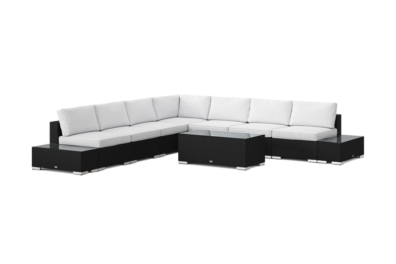 Bahamas utendørs hjørnesofa 7-seters vendbar med åpen avslutning og bord, Svart