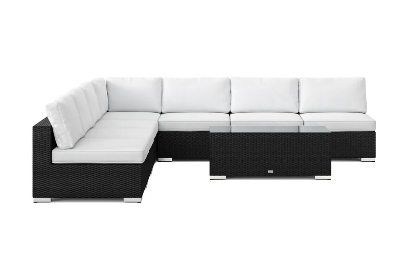 Bahamas utendørs hjørnesofa 7-seters vendbar med åpen avslutning og bord - Svart - Hage - Utemiljø - Veranda & terrasse - Verandamøbler