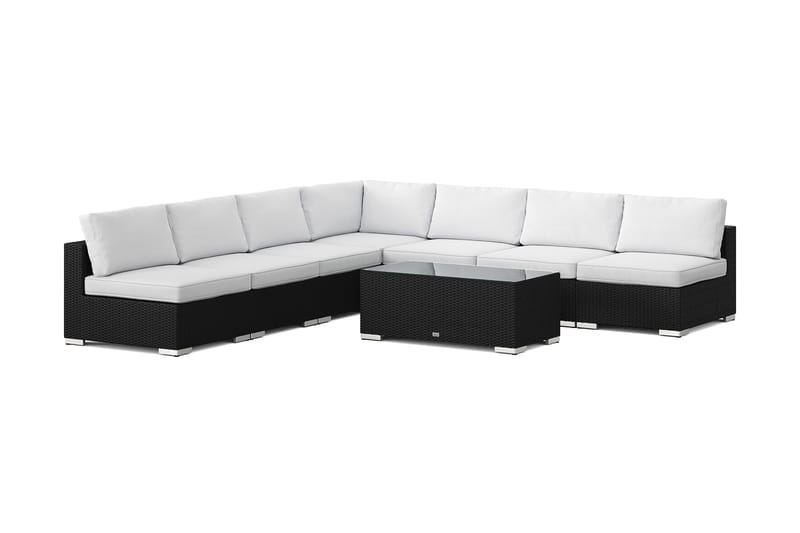 Bahamas utendørs hjørnesofa 7-seters vendbar med åpen avslutning og bord - Svart - Hage - Utemiljø - Veranda & terrasse - Verandamøbler