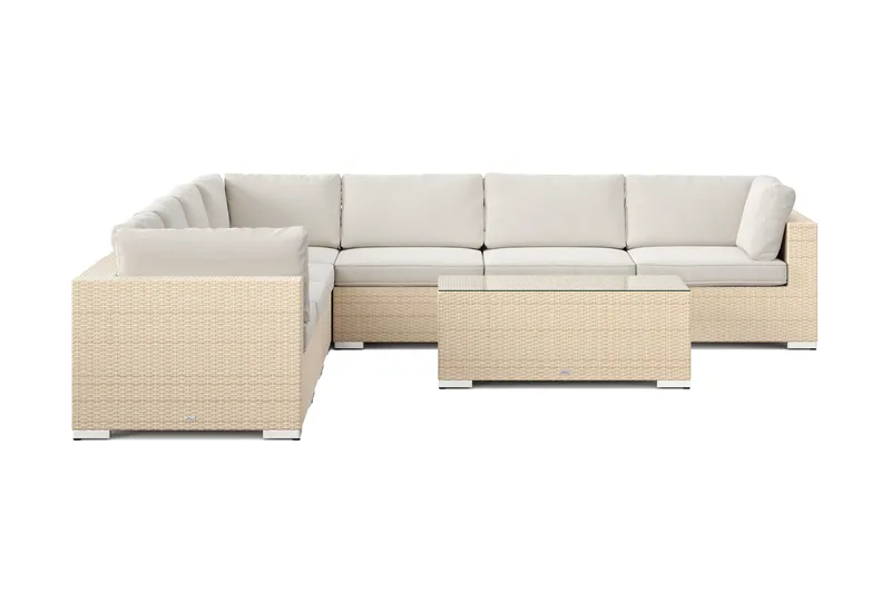 Bahamas utendørs hjørnesofa 7-seters vendbar med bord - Beige - Hage - Utemiljø - Veranda & terrasse - Verandamøbler