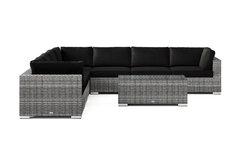 Bahamas utendørs hjørnesofa 7-seters vendbar med bord - Grå - Hage - Utemiljø - Veranda & terrasse - Verandamøbler