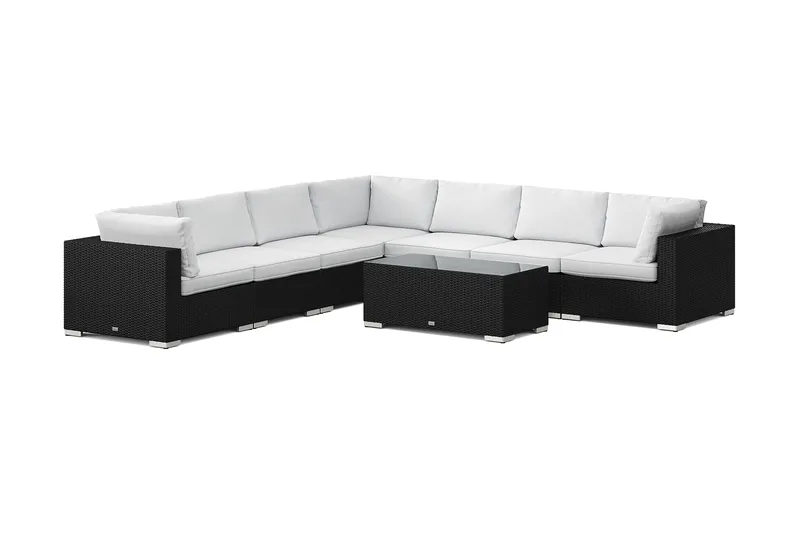Bahamas utendørs hjørnesofa 7-seters vendbar med bord - Svart - Hage - Utemiljø - Veranda & terrasse - Verandamøbler