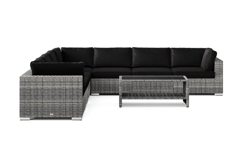 Bahamas utendørs hjørnesofa 7-seters vendbar og bord med hylle - Grå - Hage - Utemiljø - Veranda & terrasse - Verandamøbler