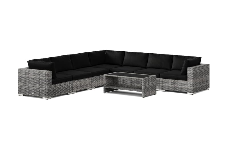 Bahamas utendørs hjørnesofa 7-seters vendbar og bord med hylle - Grå - Hage - Utemiljø - Veranda & terrasse - Verandamøbler