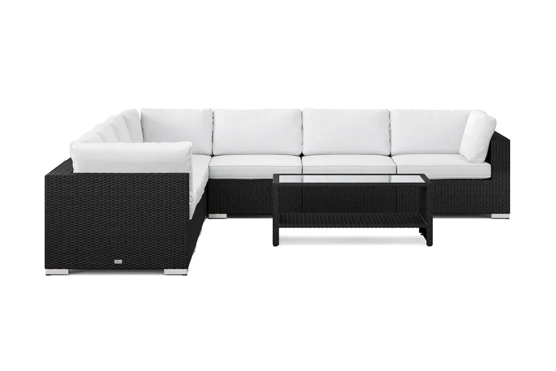 Bahamas utendørs hjørnesofa 7-seters vendbar og bord med hylle - Svart - Hage - Utemiljø - Veranda & terrasse - Verandamøbler