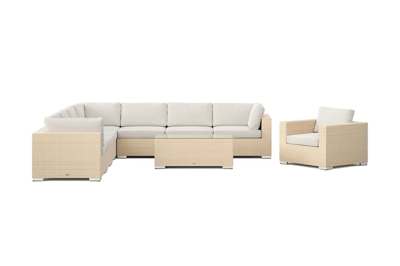 Bahamas utendørs hjørnesofa 8-seters vendbar med lenestol og bord - Beige - Hage - Utemiljø - Veranda & terrasse - Verandamøbler