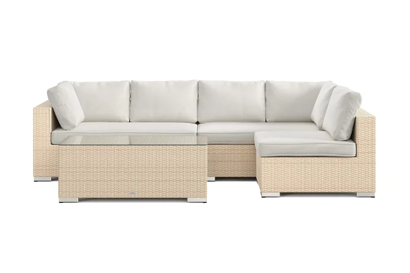 Bahamas utendørs loungegruppe 5-seters med vendbar sjeselong og bord - Beige - Hage - Utemiljø - Veranda & terrasse - Verandamøbler