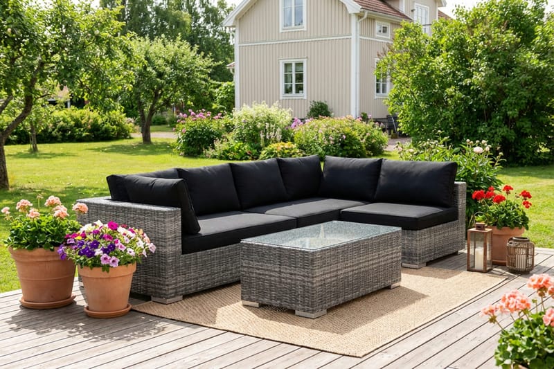 Bahamas utendørs loungegruppe 5-seters med vendbar sjeselong og bord - Grå - Hage - Utemiljø - Veranda & terrasse - Verandamøbler