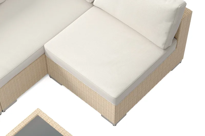 Bahamas utendørs loungegruppe 5-seters med vendbar sjeselong og bord med hylle - Beige - Hage - Utemiljø - Veranda & terrasse - Verandamøbler