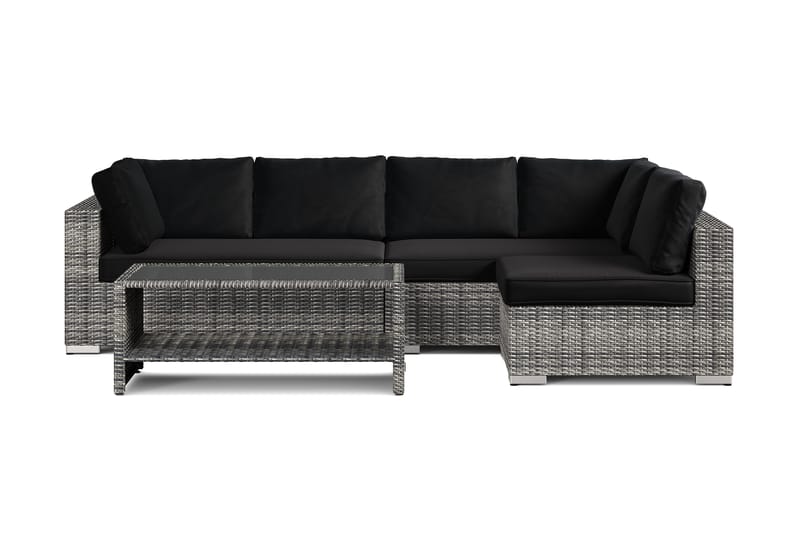 Bahamas utendørs loungegruppe 5-seters med vendbar sjeselong og bord med hylle - Grå - Hage - Utemiljø - Veranda & terrasse - Verandamøbler