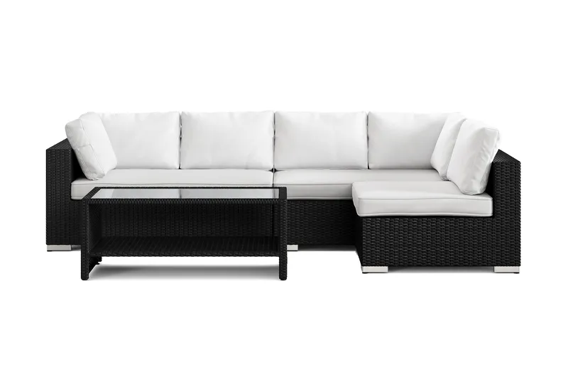 Bahamas utendørs loungegruppe 5-seters med vendbar sjeselong og bord med hylle - Svart - Hage - Utemiljø - Veranda & terrasse - Verandamøbler