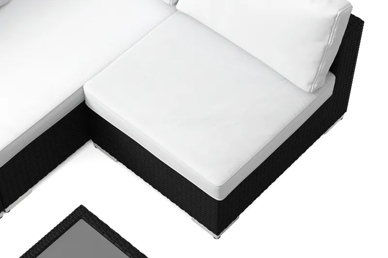 Bahamas utendørs loungegruppe 5-seters med vendbar sjeselong og bord med hylle - Svart - Hage - Utemiljø - Veranda & terrasse - Verandamøbler