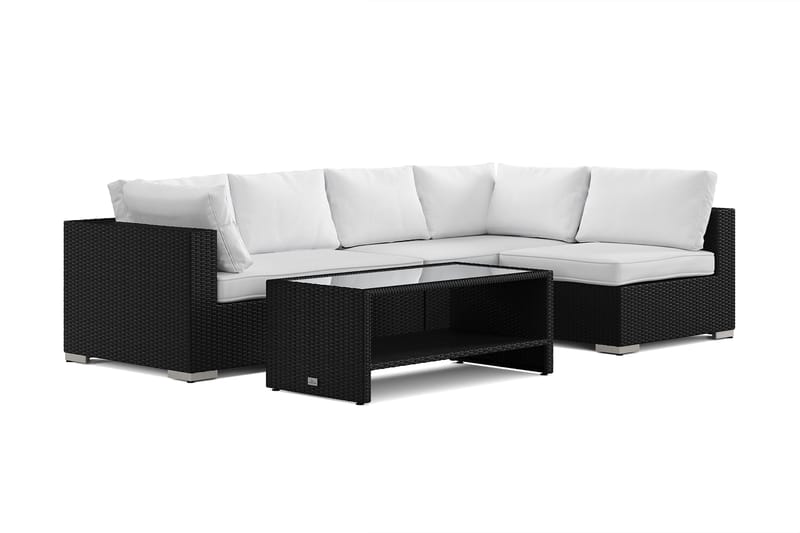 Bahamas utendørs loungegruppe 5-seters med vendbar sjeselong og bord med hylle - Svart - Hage - Utemiljø - Veranda & terrasse - Verandamøbler