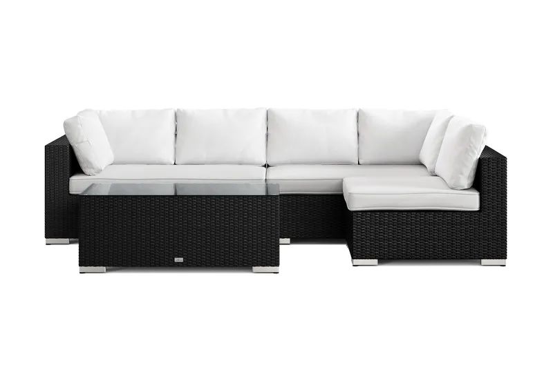 Bahamas utendørs loungegruppe 5-seters med vendbar sjeselong og bord - Svart - Hage - Utemiljø - Veranda & terrasse - Verandamøbler