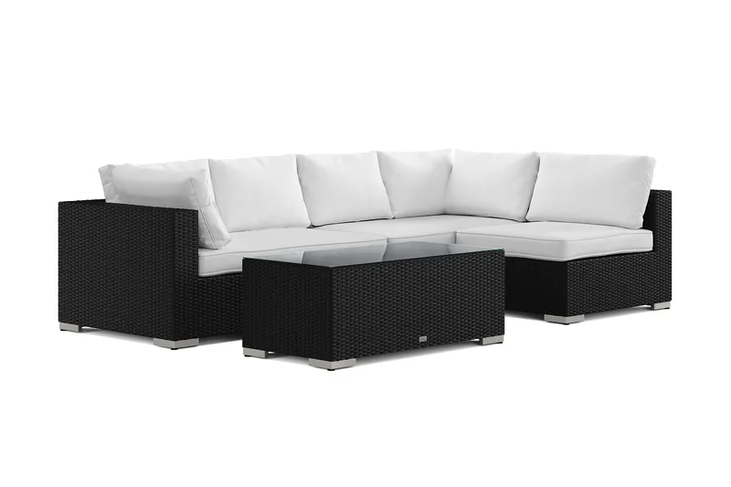 Bahamas utendørs loungegruppe 5-seters med vendbar sjeselong og bord, Svart