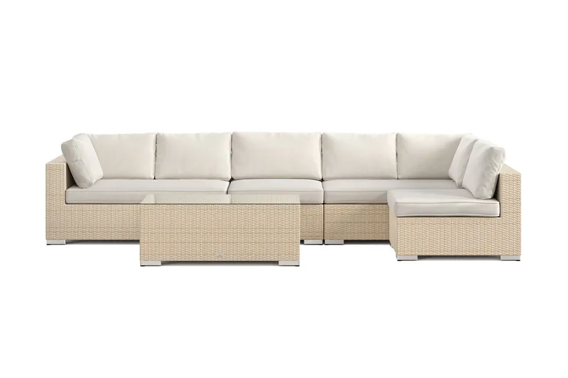 Bahamas utendørs loungegruppe 6-seters med vendbar sjeselong og bord - Beige - Hage - Utemiljø - Veranda & terrasse - Verandamøbler