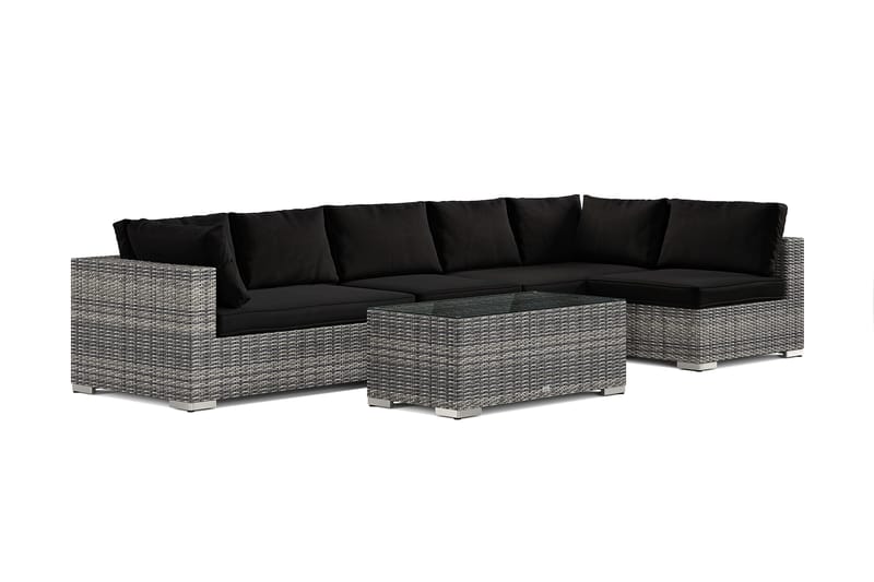 Bahamas utendørs loungegruppe 6-seters med vendbar sjeselong og bord, Grå