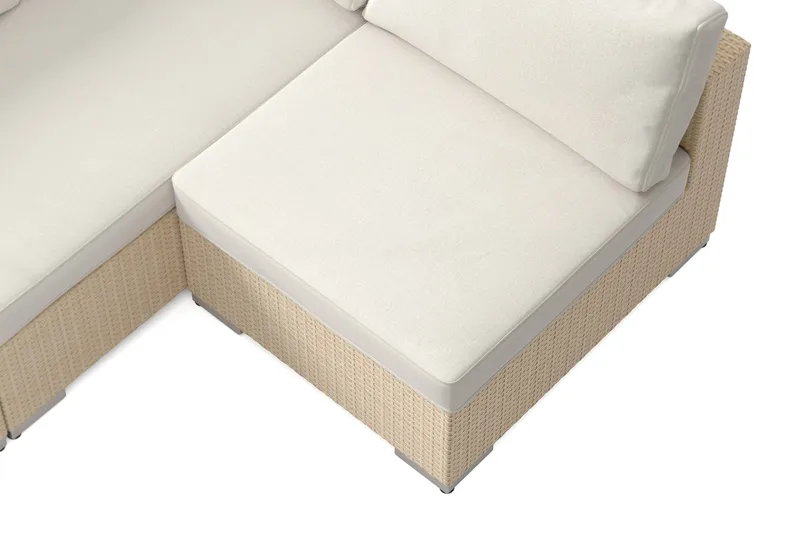 Bahamas utendørs loungegruppe 6-seters med vendbar sjeselong og bord med hylle - Beige - Hage - Utemiljø - Veranda & terrasse - Verandamøbler