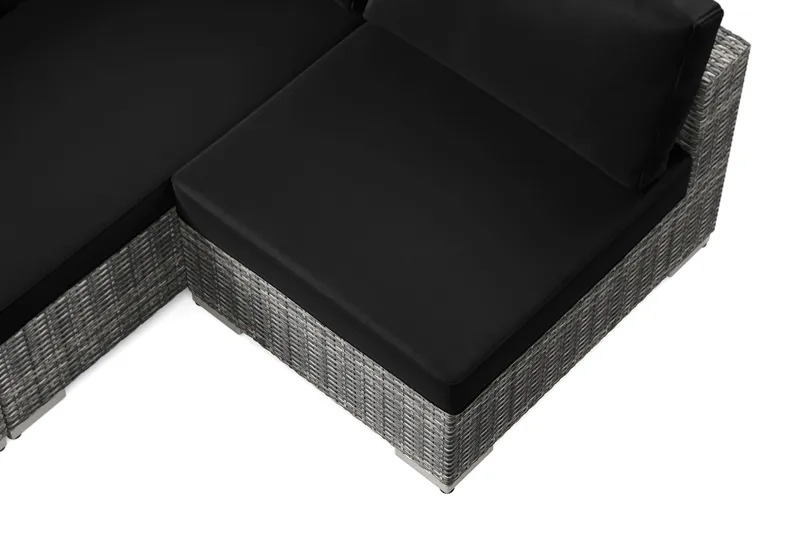 Bahamas utendørs loungegruppe 6-seters med vendbar sjeselong og bord med hylle - Grå - Hage - Utemiljø - Veranda & terrasse - Verandamøbler