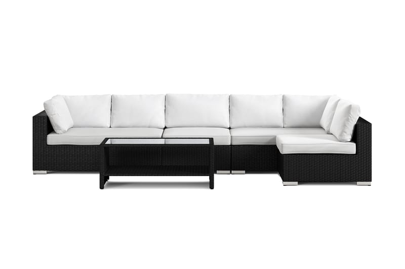 Bahamas utendørs loungegruppe 6-seters med vendbar sjeselong og bord med hylle - Svart - Hage - Utemiljø - Veranda & terrasse - Verandamøbler