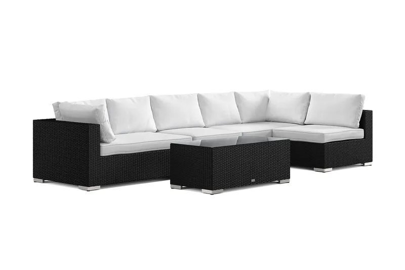 Bahamas utendørs loungegruppe 6-seters med vendbar sjeselong og bord, Svart